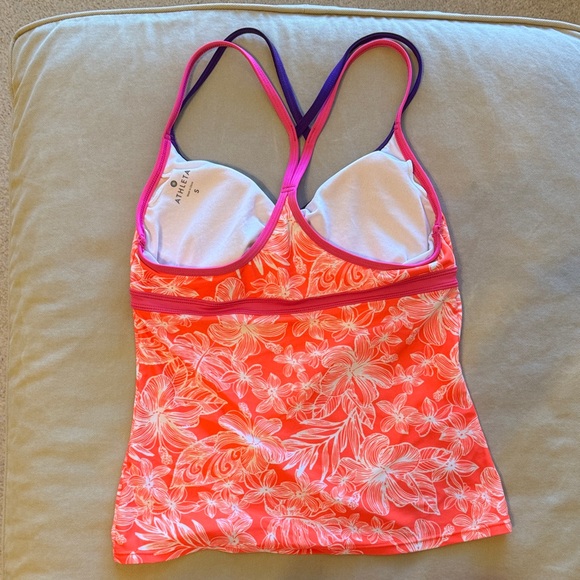 Athleta Coral Pink Floral Tankini Set - Picture 3 of 13